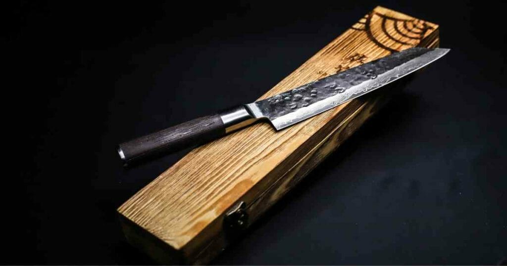 japanese knife on wood